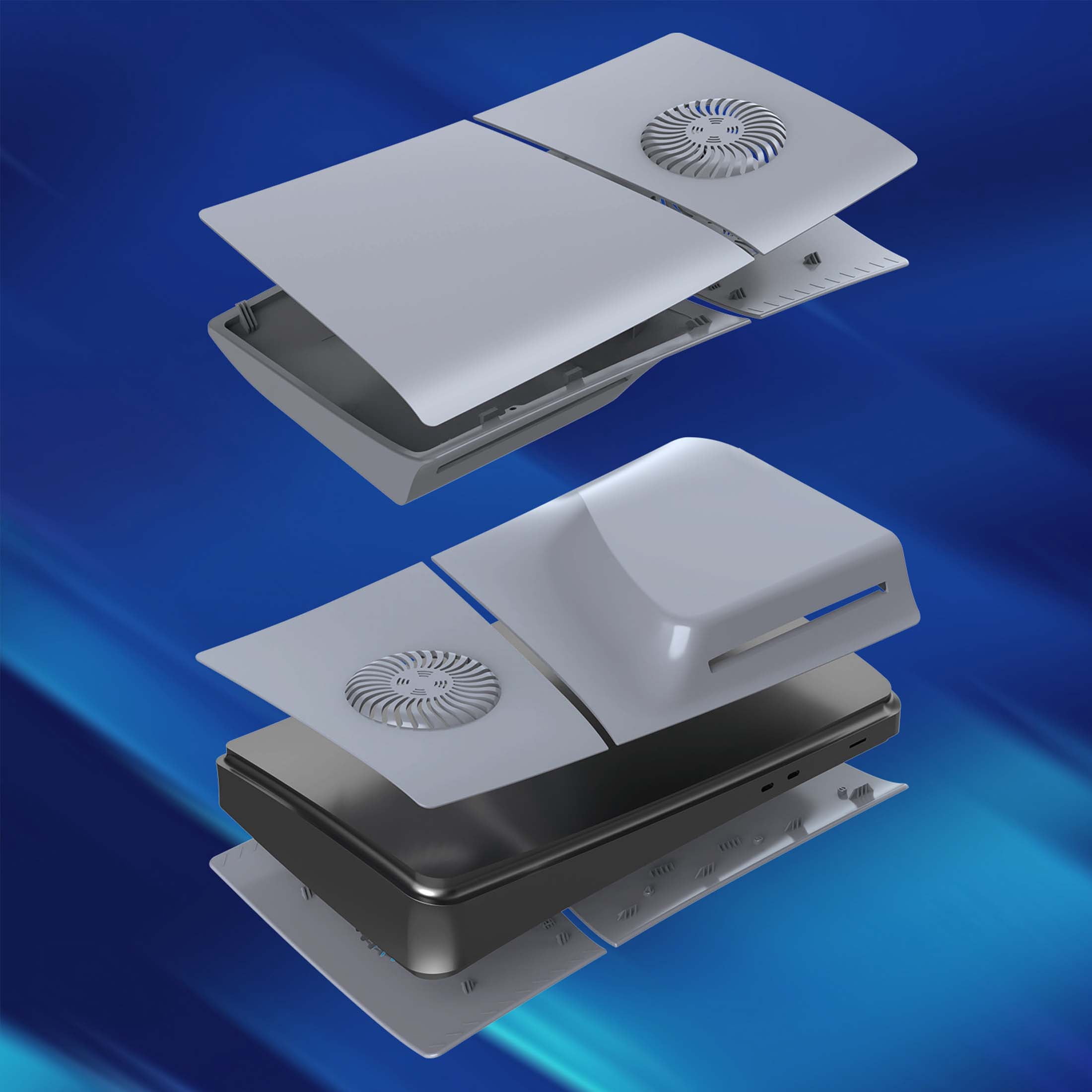 Faceplates for PS5 Slim Disc Edition Plate Cover Console with Cooling Vents & Dust Filter, 30th Anniversary Grey