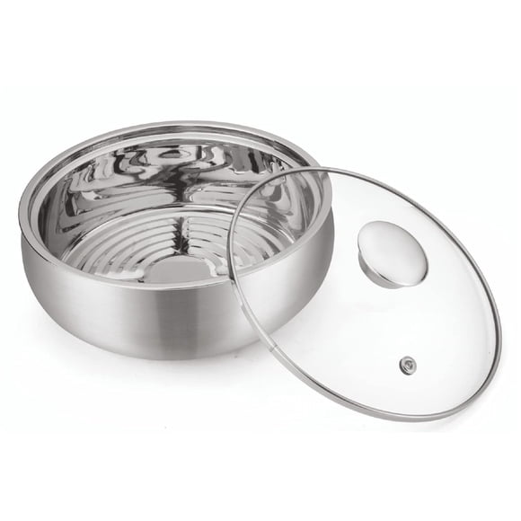 Casserole à Roti en Acier Inoxydable avec Couvercle en Verre et sous-Verre - 1000 ml, Argent / Contenant de Service et d'Entreposage pour Chapattis Ou Pain Plat - Conserve la Chaleur et la Fraîcheur / Parfait pour les Repas et les Rassemblements en Famille