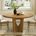 thumbnail image 4 of Finmind 47.2" Solid Wood Round Dining Table, Farmhouse Kitchen Table for 4-6 People, Rustic Wooden Circle Table for Dining Room, Living Room, Brown, 4 of 7