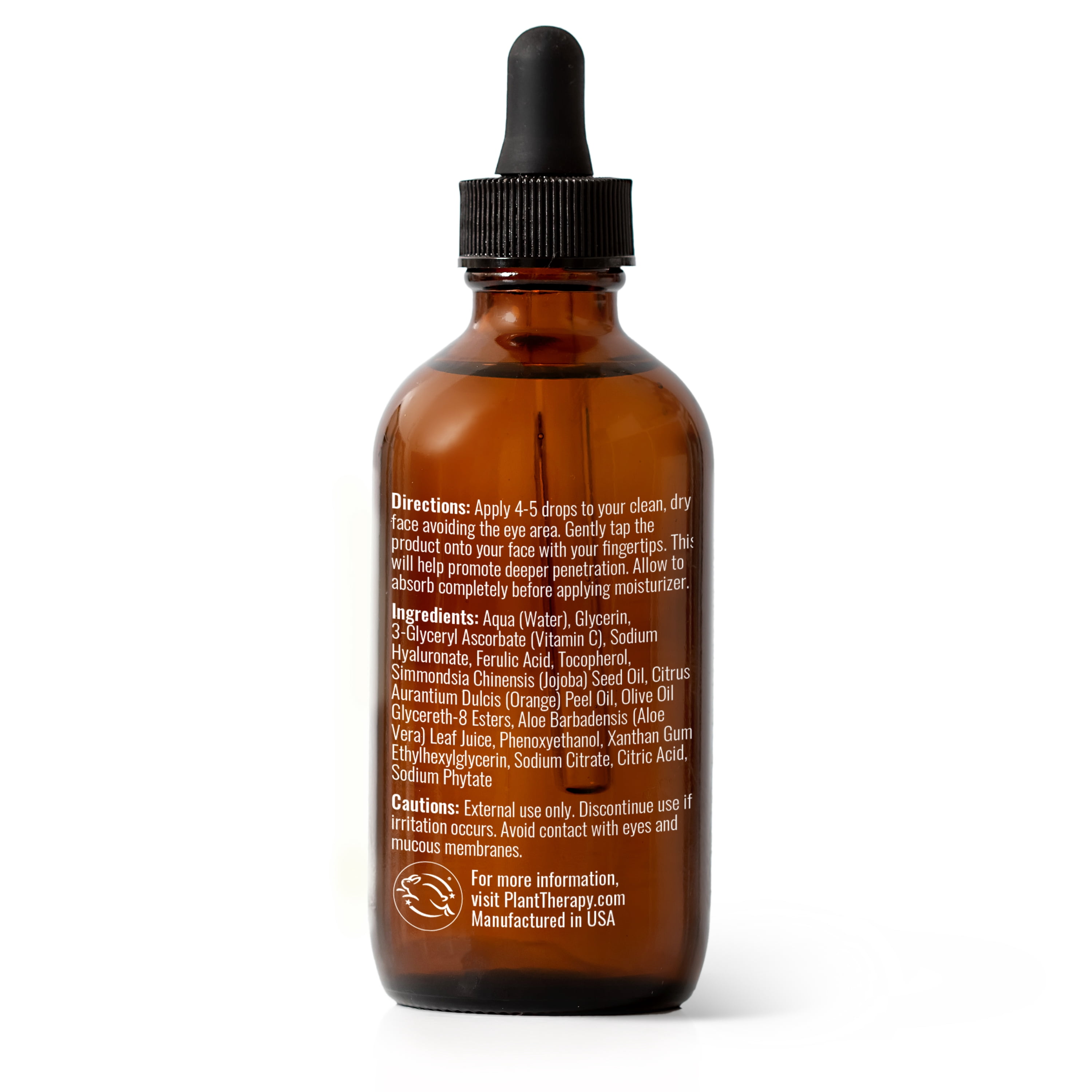 Plant Therapy Facial Serum with Vitamin C & Hyaluronic Acid 4 oz with Hyaluronic Acid, Ferulic Acid, and Vitamin E, Reduces the Appearance of Fine Lines & Wrinkles
