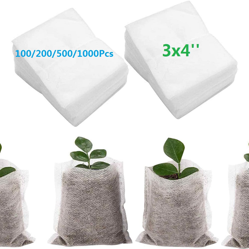 600Pcs Biodegradable Non-Woven Nursery Bags Solid Plants Grow Bags Fabric Seedling Pots 10x12cm