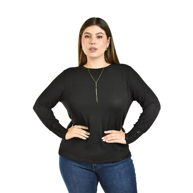 Blusa con patron geometrico Roman Fashion /Tallas Extras, 5109 (Negro) negro 40