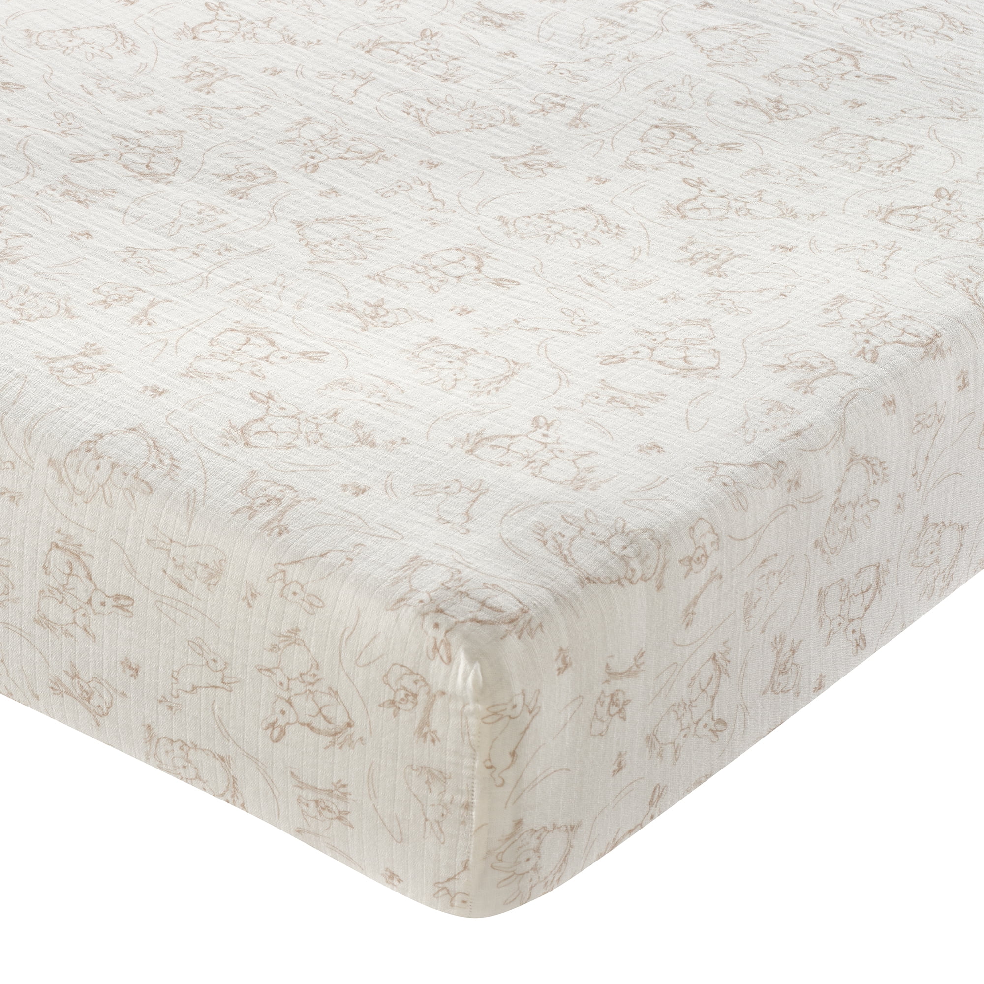 Lambs & Ivy Signature Organic Cotton Muslin Bunny Fitted Crib/Toddler Sheet