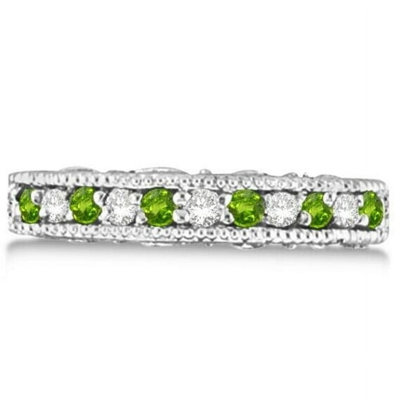 CZ Diamond Green Peridot Wedding Engagemetn Eternity Band 925 Sterling Silver Gemstone Jewelry For Women Gift