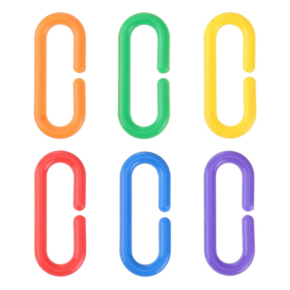 LABRIMP 100 Pcs C-Shape Hooks Plastic Chain Links For Bird Toy Replacement Parts And Hanging Toys