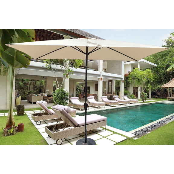 6 x 9ft Patio Umbrella Outdoor Waterproof Umbrella with Crank and Push Button Tilt without flap for Garden Backyard Pool Swimming Pool Market