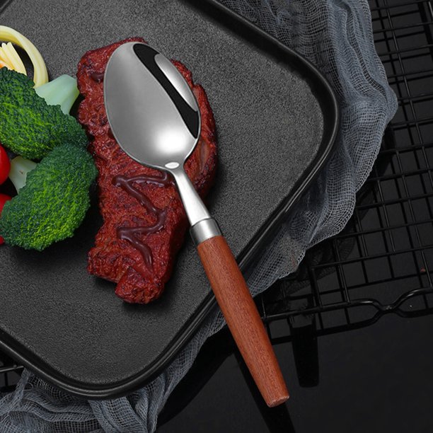 Fiudx Juego de Cubiertos de Acero Inoxidable, Elegante Dúo de Cuchara y Tenedor, Diseño Ergonómico con Mango de Madera, Apto para Lavavajillas, Ideal para Comidas Diarias o Ocasiones Especiales, Uten