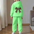 thumbnail image 3 of Tiijoy Little Girls Outfit Set Bow Graphic Hoodie and Sweatpants Warm Soft Clothes Set, 3 of 6