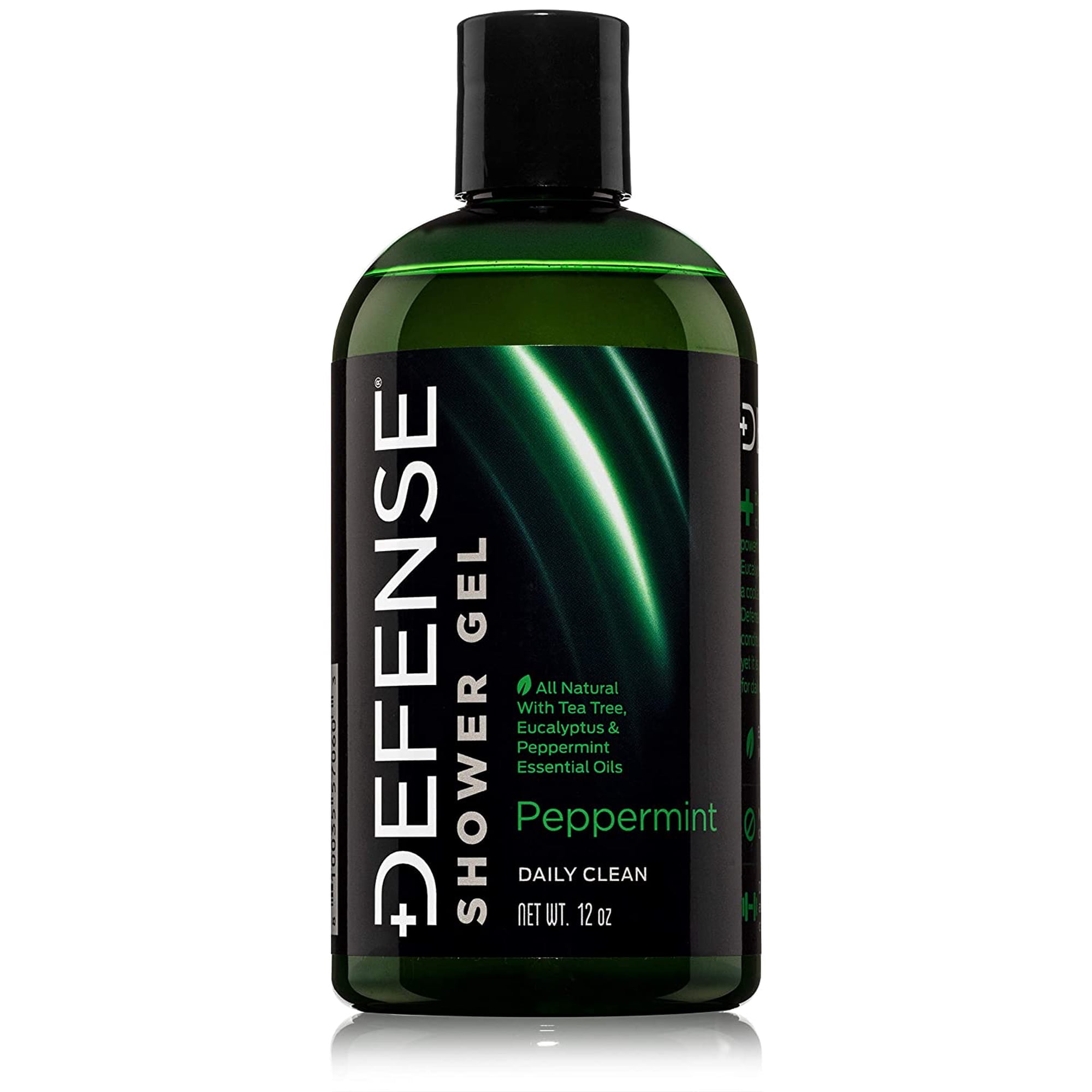 Defense Soap Peppermint Body Wash Shower Gel 12 Oz | Natural Skin Relief from Organic Tea Tree Oil and Eucalyptus Oil