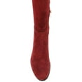 thumbnail image 4 of YDN Women Classic Round Close Toe Suede Side Zipper Knee High Boots Chunky Low Heel Stretchy Over The Knee Boots Shoes Size 7 Red, 4 of 4