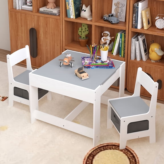 Kids Table and Chair Set,Wooden Activity Table with Storage Drawer for Toddlers Drawing,Reading, Crafts,Detachable Tabletop Table Set for Nursery,Playroom