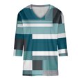 thumbnail image 3 of BangWanChi 3/4 Length Sleeve Womens Tops Plus Size Tunic Fashion Woman Casual V Neck Printing Blouse 3/4 Sleeve T-Shirt Summer Tops, 3 of 5
