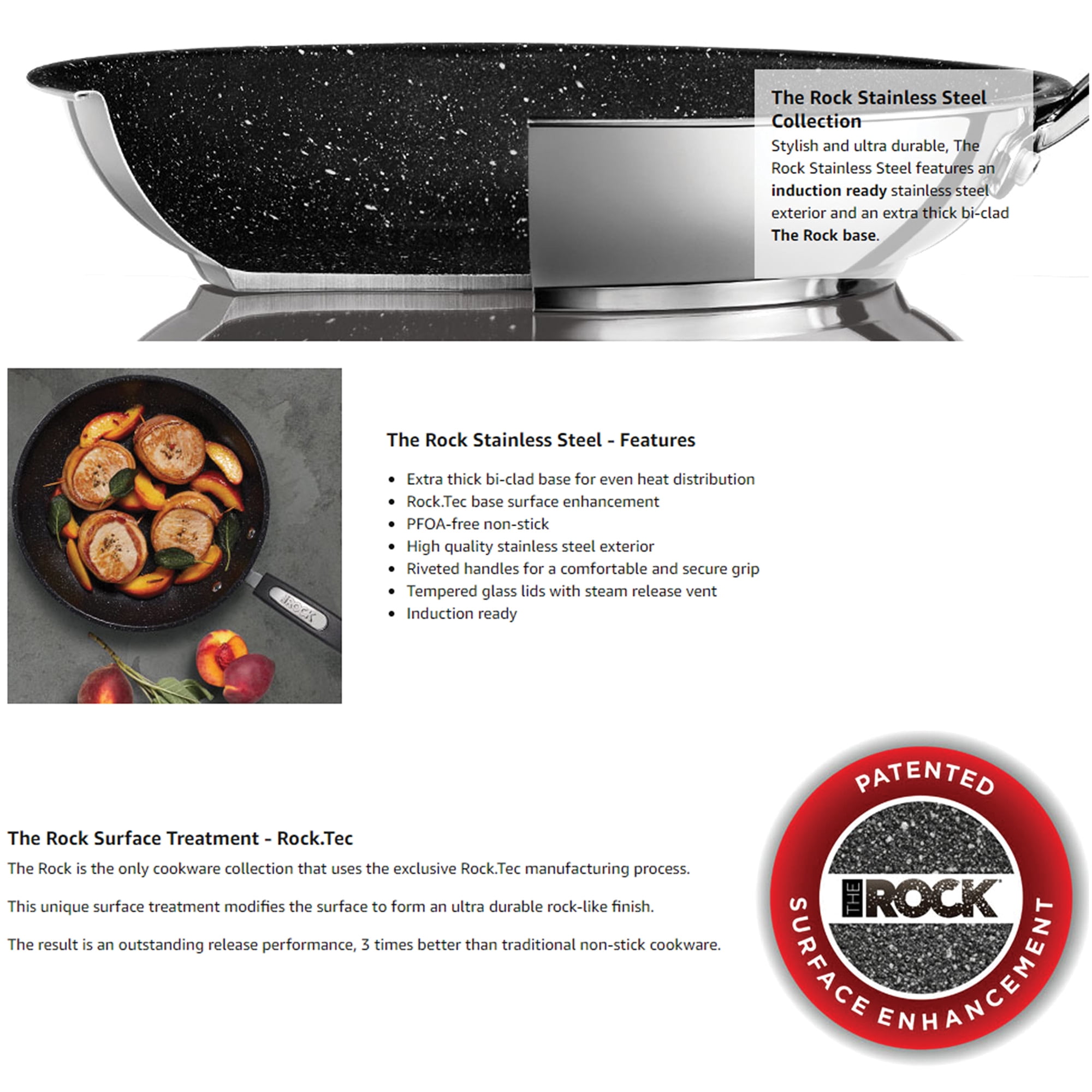 The Rock® by Starfrit® 12 Stainless Steel Nonstick Fry Pan with
