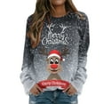 thumbnail image 1 of Chandail en Molleton de Noël pour Femmes Imprimé Mode Pull de Vacances Xmas Extérieur Cardigan à Manches Longues Col Rond Pull Chaud Veste Mi-Longue, 1 of 6