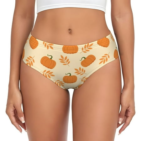 Sikiie Autumn Leaves And Pumpkins Women s High Waisted Cotton Underwear Soft Breathable Panties Stretch Briefs Seamless Ladies Panties-X-Large