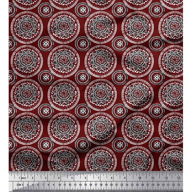 Soimoi Cotton Poplin Fabric Floral Block Print Sewing Fabric Yard 42 Inch Wide
