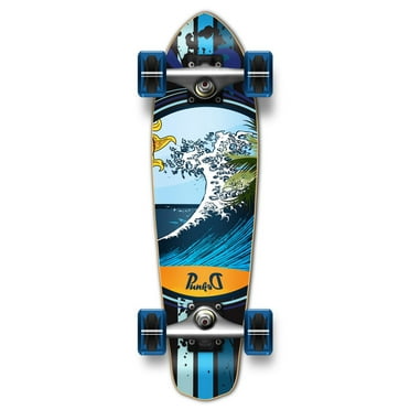 Yocaher Longboard complete Micro Cruiser 25" x 6.5" w/Premium Black grip tape, heavy duty Aluminum Alloy truck, 62mm Wheels, ABEC -9 Bearings - Wave