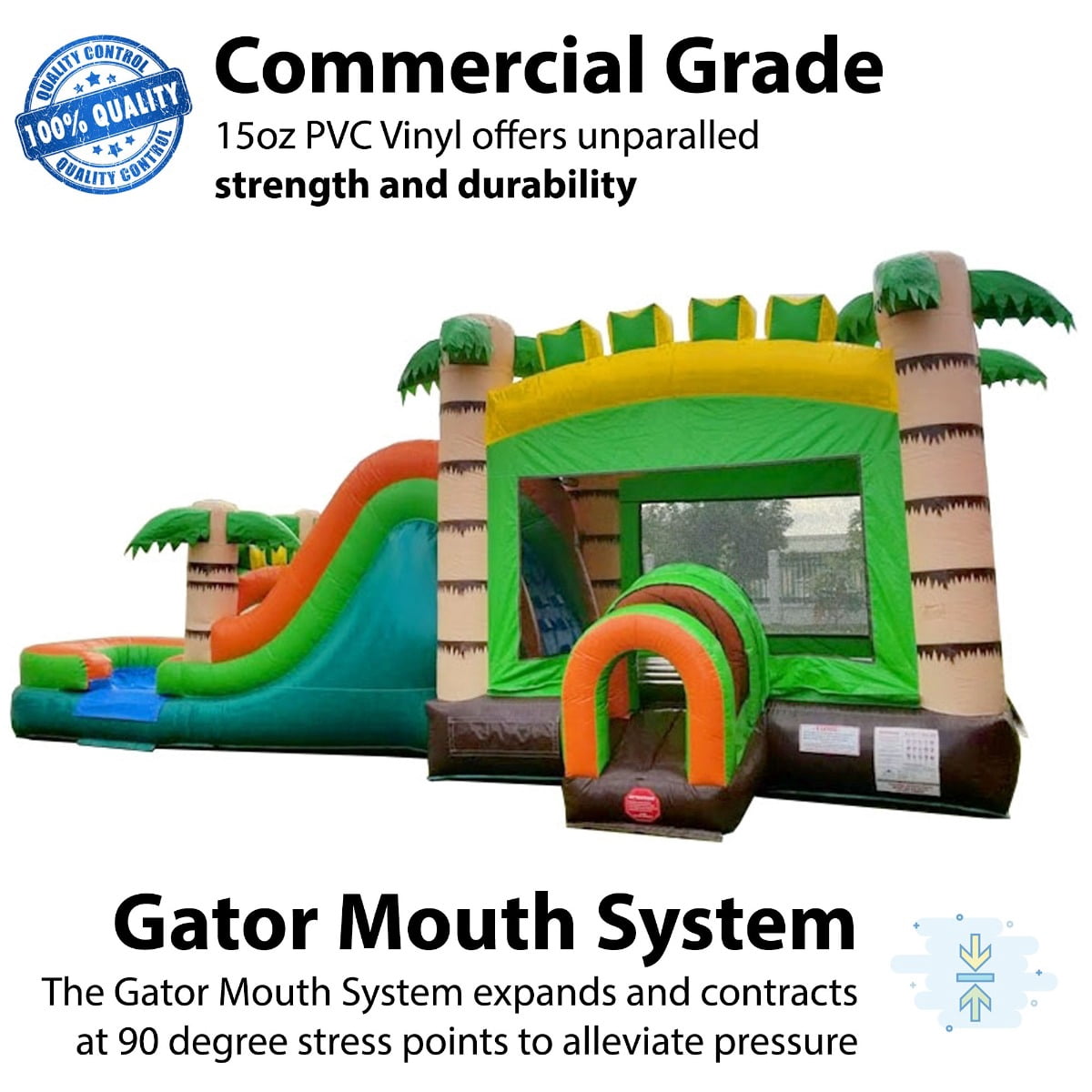 TentandTable Mega Inflatable Water Slide Bounce House Combo with Blower, Tropical