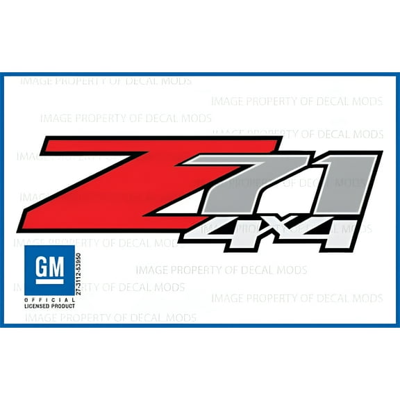 Decal Mods Z71 4x4 Decals Stickers fits Chevy Silverado (dimensions 12.5" x 4") - F (2007-2013) bed side 1500 2500 HD (set of 2) Officially Licensed