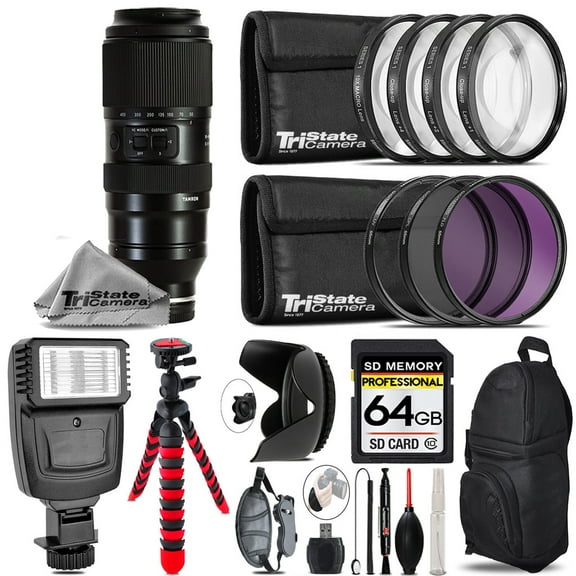 Tamron 50-400mm f/4.5-6.3 Di III VC VXD Lens for Sony E   Flash    Tripod & More - 64GB Accessory Kit
