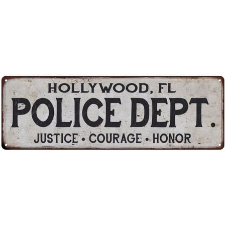 Hollywood Fl Police Dept Vintage Look Metal Sign Chic Decor Retro 6182897