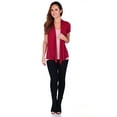 thumbnail image 4 of Simply Ravishing Women's Basic Short Sleeve Hip Length Open Drape Cardigan, 3X, Wine, 4 of 4
