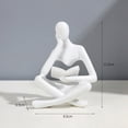 thumbnail image 3 of Thinkers Sculptures,White Resin Statue Reading Ornament,Thinkers Sculpture Decoration, Modern Book Decor B, 3 of 6