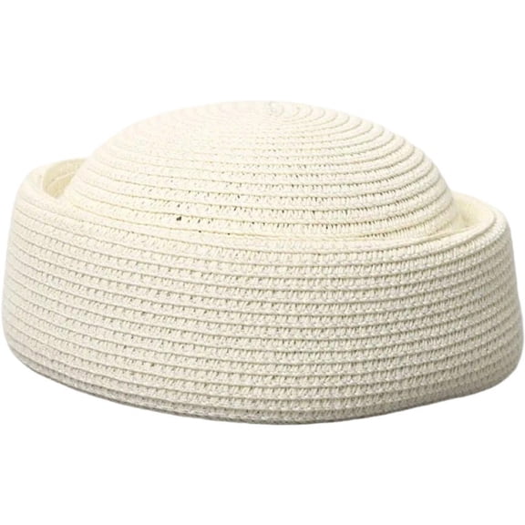Hsqqdc Straw Pillbox Hat, Retro Wedding Fedora Fashion Beret Fascinator Painter Hat