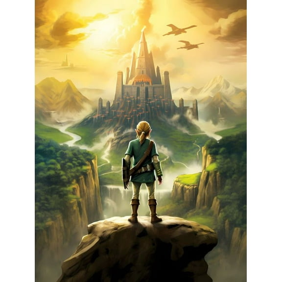 Link and Zelda Diamond Art Kits for Adults,5D Diamond Painting Kits for Adults,Hero Paint with Numbers Diamonds for Home Wall Decor 12x16 Inch