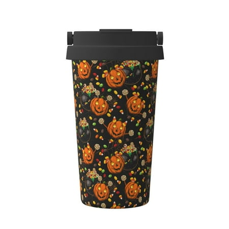 

Goofa Spooky Sweets for Insulated Travel Coffee Mug Spill Proof Leak Proof 16 OZCoffee Tumbler Reusable Coffee Cups with Lids Thermos for Hot and Cold Drink