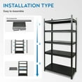thumbnail image 3 of 4 Pack72"H Garage Storage Shelving Heavy Duty, Adjustable 5-Tier Metal Shelves for Storage, Basement Shelving Utility Shelf Rack, 2000 lbs Capacity, 72"H*35.4"W*15.7"D, Black, 3 of 10