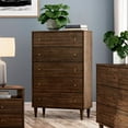 thumbnail image 4 of Grain Wood Furniture Mid Century 5-Drawer Chest, Brushed Walnut, 4 of 9