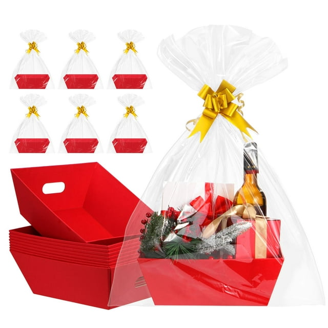 Set de Cestas de Regalo AFOROEOA 10 unidades en Kraft Rojo 32x27x17 cm