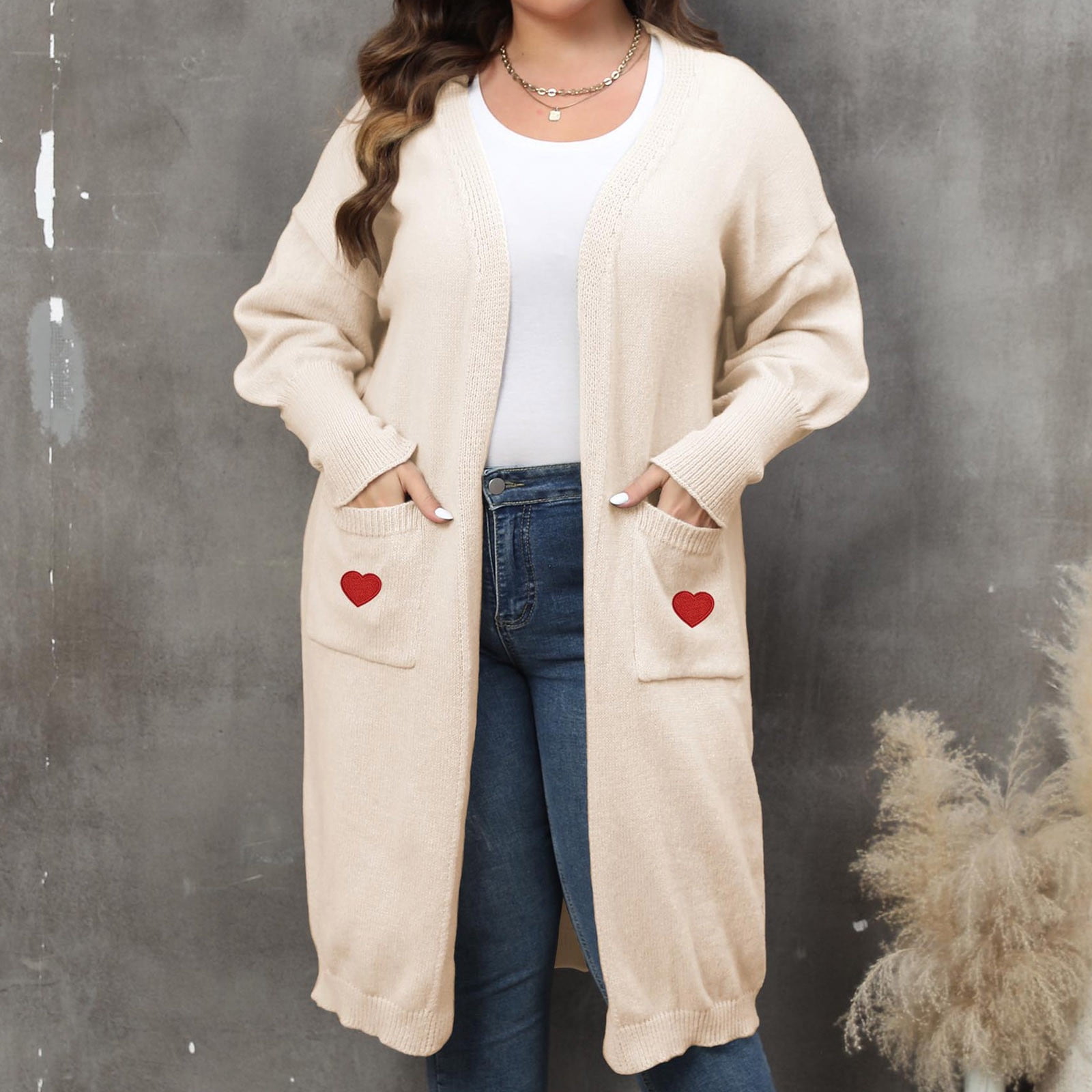 Women S Trends Large Loose Medium Long Sweater Double Pocket Lantern Sleeve Sweater Cardigan Coatwomens Fall Fashion 2023 Beige Xxl Walmart