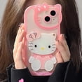 thumbnail image 2 of Sanrio Hello Kitty Transparent Case For iPhone 15 14 13 11 12 Pro Max XS XR 7 8 Plus SE20 With Cosmetic Mirror Cartoon Cover Y2K RJ, 2 of 6