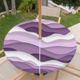 thumbnail image 6 of Round Outdoor Tablecloth with Umbrella Hole and Zipper, Purple Ombre Fitted Table Cover with Elastic Edge for 45-54 Inch, Modern Geometric Moire Abstract Art Waterproof Patio Tablecoths for Picnic, 6 of 9