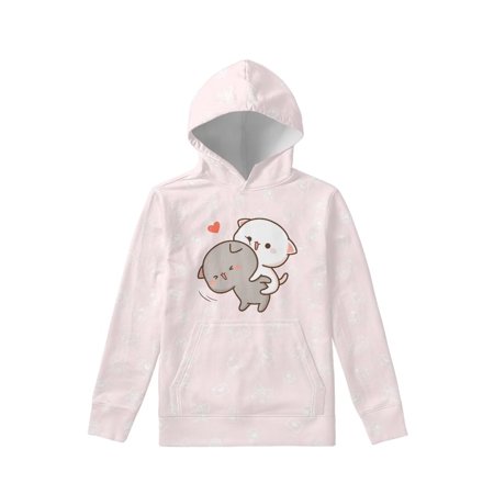 

TOADDMOS Lovely Cats Stylish Sweatshirts for Girls Aesthetic Kids Pullover Hoodies Size XL Oversized Clothes for Little Girls