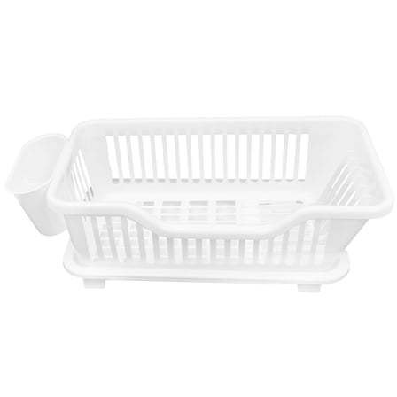 LOLIPPYY Compact White Dish Drying Rack with Multi Functional Design for Kitchen Draining and Storage