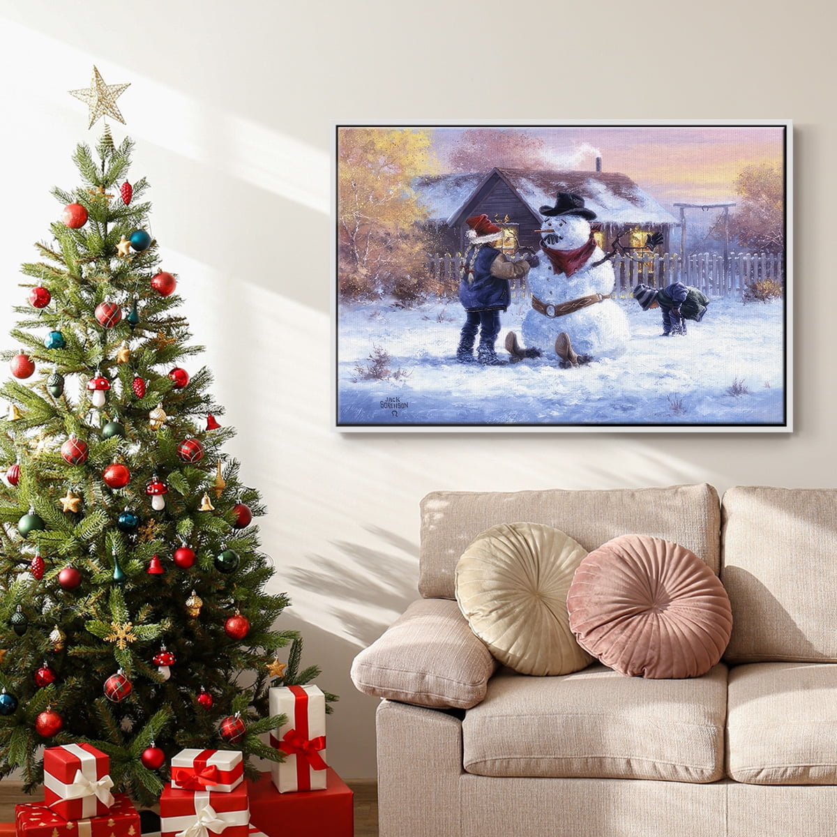 Gonna Be in Trouble - Framed Gallery Wrapped Holiday Canvas - 17 x 25 - White Frame