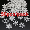 thumbnail image 3 of (50pcs/pack) 35mm White Mix Shape Wooden Snowflakes Christmas Ornaments Christmas Tree Pendants New Year Decorations For Home, 3 of 5