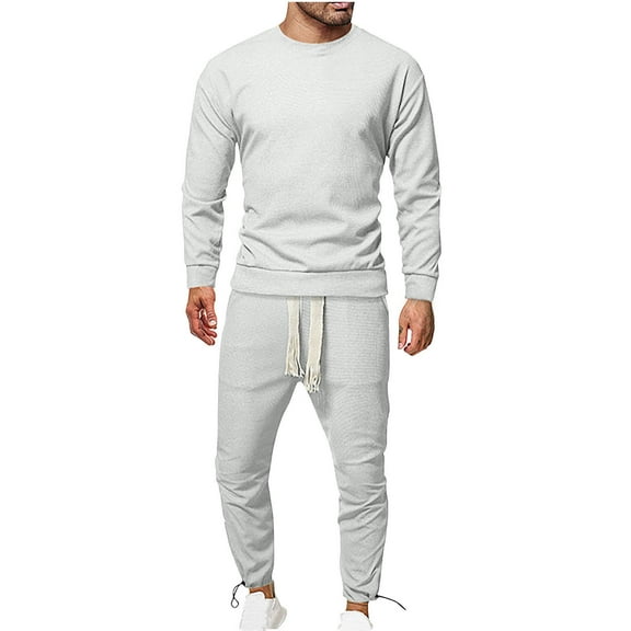 Honeeladyy Men's Tracksuit 2 Piece Sweatsuit Set Long Sleeve Pullover Athletic Suit For Sports Casual Fitness Jogging #Cc-Gray-XXL