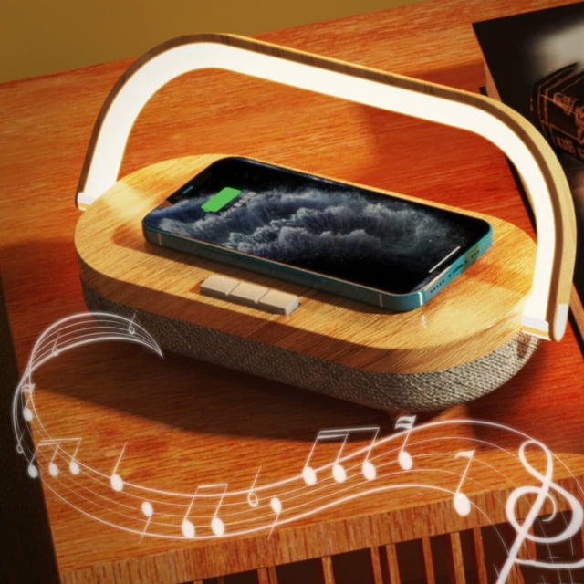 Lámparas de carga inalámbrica - Lámpara de mesita de noche con altavoz Bluetooth de 3 niveles
