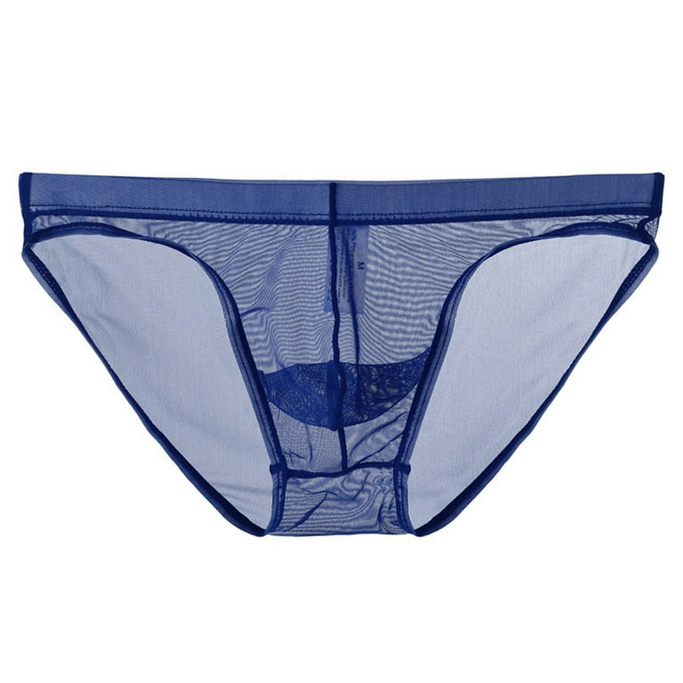 kpoplk Men Underwear Mens Lace Back Bikini Underpants Soft Pouch Enhancing  G String Underwear(Blue,3XL)