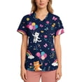 thumbnail image 4 of Kixjoy Scrubs for Women Tops Oversized Casual Animal Printed Scrubs V Neck Stretch Short Sleeve Shirt Lightweight Medical Blouses for Women with Pockets, Multicolor 3XL, 4 of 6