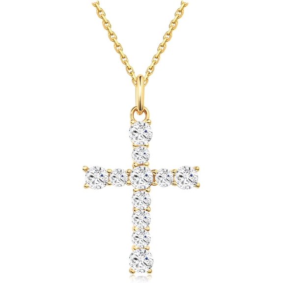 S.Leaf Cross Necklace for Women 18Karat Gold Plated Cross Necklaces for Women 925 Sterling Silver Cross Pendant Necklaces for Women Birthday Anniversary
