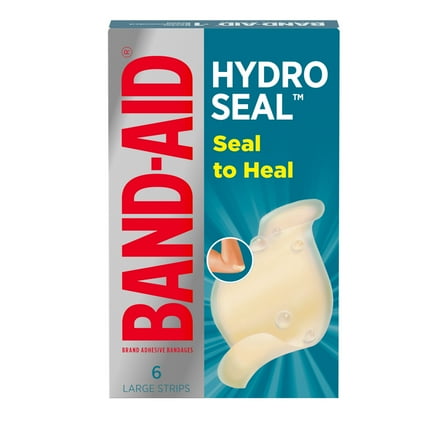 BAND-AID Brand Hydro Seal Hydrocolloid Bandages, Large, 6 Count