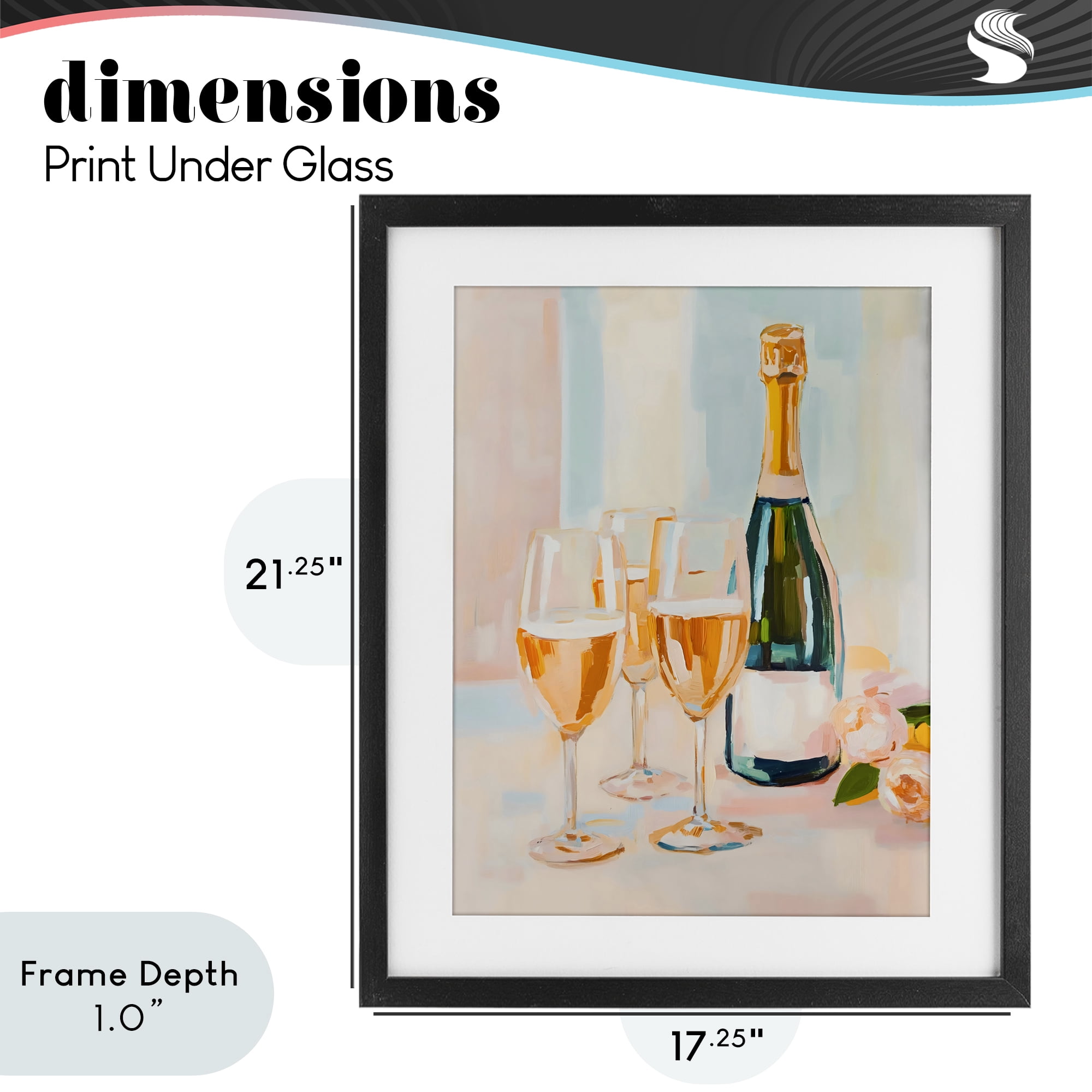 Stupell Industries Champagne Triple Toast Black Framed Print Under Glass, design by The Prints Vibe