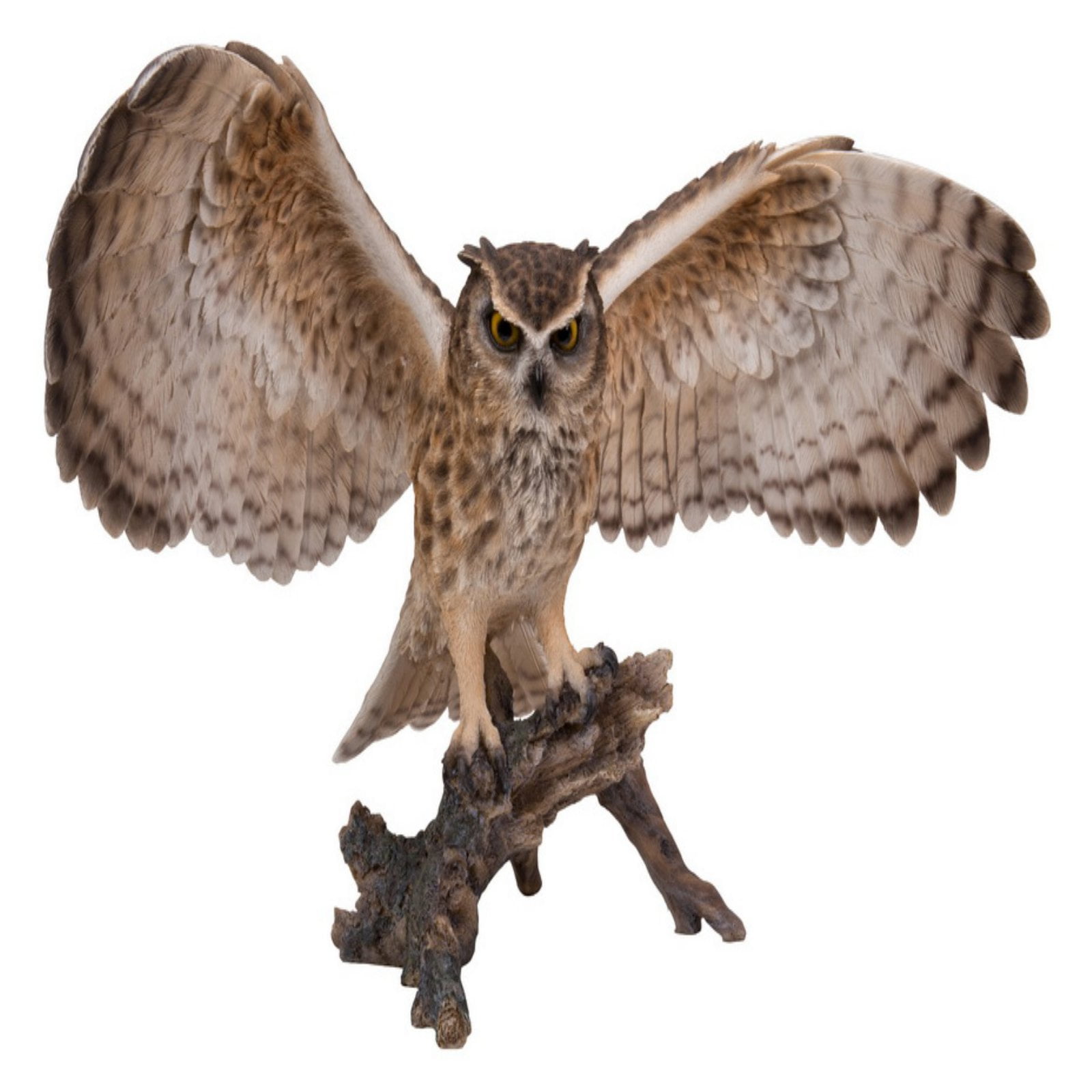 Hi-Line Gift Eagle Owl on Branch with Wings Out Statue