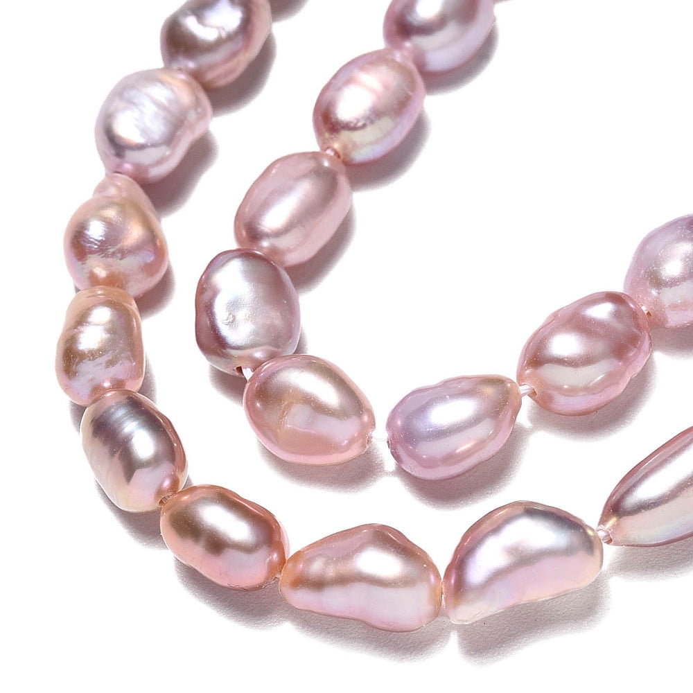 Natural Cultured Freshwater Pearl Beads Strands Two Sides Polished Nuggets Rosy Brown 6.5~9x5.5~6.5mm Hole: 0.7mm about 47pcs/strand 13.82 inch(35.1cm)