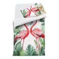 thumbnail image 2 of Flamingos with Tropical Leaves Duvet Cover and Pillowcase Set for Single Bedding, Bedroom Accessories for Kids Teens, 2 of 5